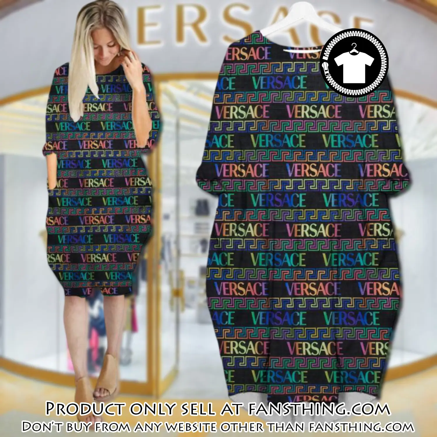 Gianni versace multicolor batwing pocket dress luxury brand for women pd062 fst5926367